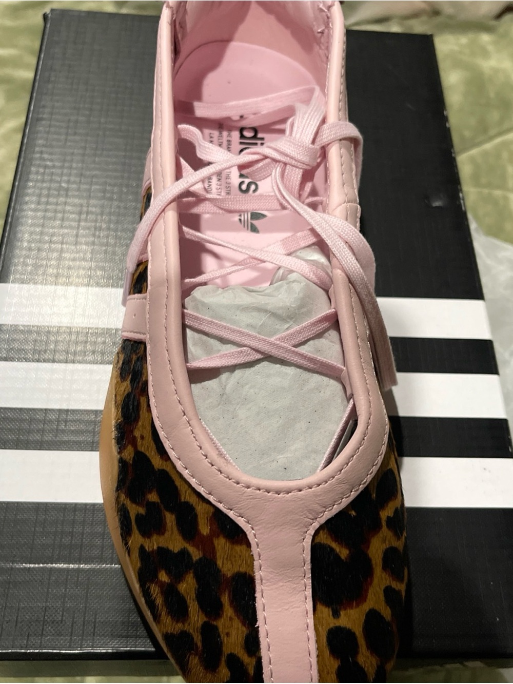 adidas Pink Taekwondo Leopard-Print Women's Ballet Sneaker